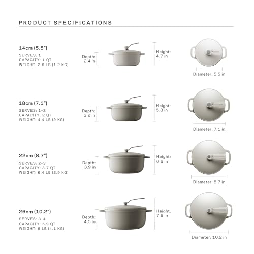 Vermicular Oven Pot 2.0 | Lightweight Enameled Cast Iron Pot | 14cm (1 Qt) | Non-Toxic | Induction-compatible | Dutch Oven | Made in Japan | Matte Linen Beige