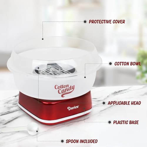 Darice Cotton Candy Machine – Retro Cotton Candy Maker – Cotton Candy Maker Machine For Homemade Sweets – Ideal for Birthday, Party, Gatherings – Works with Flossing Sugar or Hard Candy