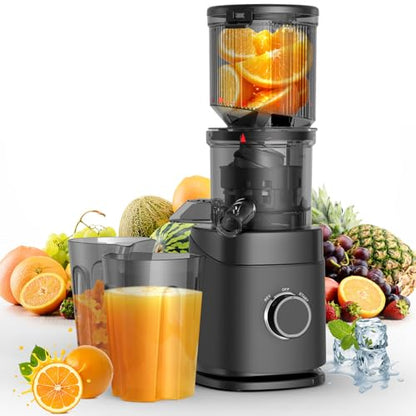 Juicer Machines, Cold Press Juicer for Leafy Greens, Fruits & Vegetables, 150W Slow Masticating Juicers, High Juice Yield, Easy to Clean