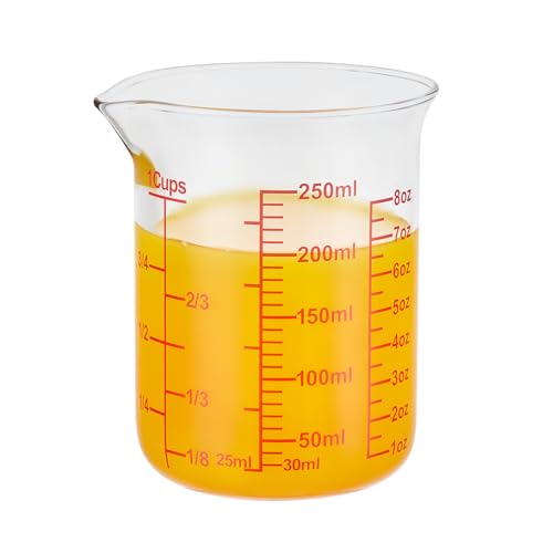 Ackers Glass Measuring Cup 1 Cup,8oz Borosilicate Liquid Measuring Cup with Spout