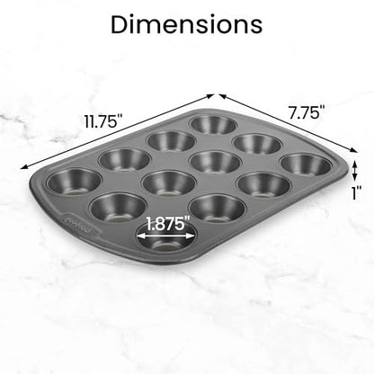 GoodCook Everyday Nonstick Steel Mini Muffin Pan , 12 cup, Gray