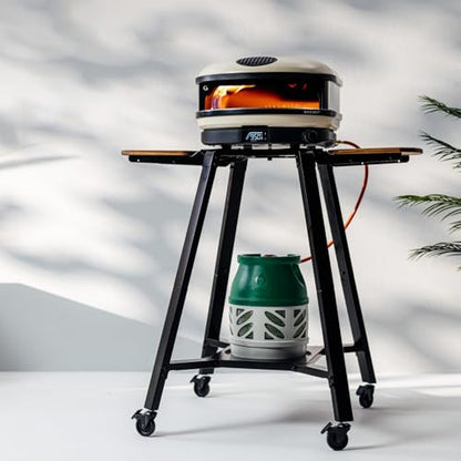 Gozney Arc & Arc XL Pizza Oven Stand, Outdoor Stand with Locking Wheels, Adjustable Wood Wings for Ingredients and Tools, Hanging Hooks for Cookware
