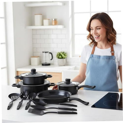 Non Stick Pots and Pans Set 13 Piece Cookware Set with Frying Pans Saucepan Lids Spoon Spatula and Accessories for Home Kitchen Cooking Non Stick Cookware for Daily Use