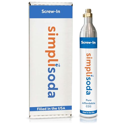 Simpli Soda 60L CO2 Canister Cylinders - Compatible w/Sodastream BLUE Screw-In Only, Ninja Thirsti, Philips, and More - Threaded Style Soda Streaming Machine CO2 Tanks Gas Refill, | 14.5 oz, 1 Pack