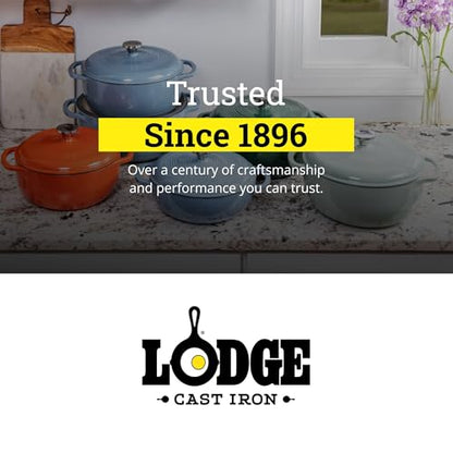 Lodge Essential Enamel Cast Iron Dutch Oven 6 Quarts - Perfect for Bread Baking, Braising, Marinating & Slow Cooking, Features Moisture-Sealing Lid & Dual Handles, Kitchen Essentials, Island Spice Red