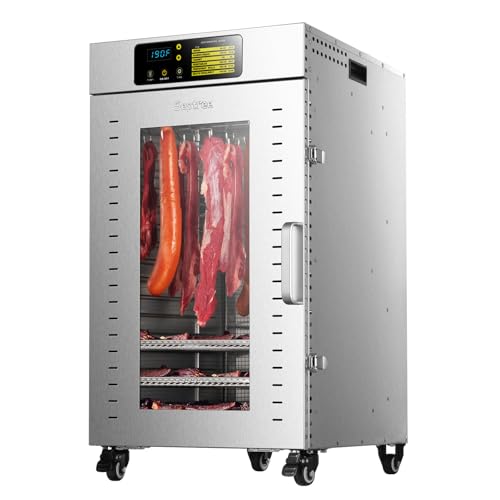 Septree Commercial Food Dehydrator 18 Trays, 2000W Large Capacity 34.42ft² Food Dryer Machine for Jerky, Meat, Fruit, Herbs, Full Stainless Steel Industrial Dehydrater Biltong Maker