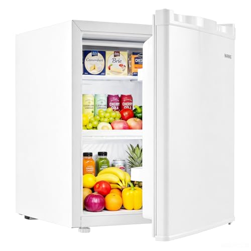 COSTWAY 1.7 Cu.Ft Mini Fridge, Compact Refrigerator w/Chiller Compartment, Adjustable Thermostat, Reversible Single Door & Low Noise, Small Refrigerator for Dorm, Office, Bedroom & Apartment (White)