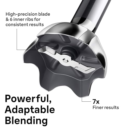 Braun MQ50001M Vario Hand Blender – 21-Speed Handheld Immersion Blender with PowerBell VPlus, TurboBoost & EasyClick Systems, Stainless Steel Blades, SplashControl, 500W, Hand Blenders for Smoothies