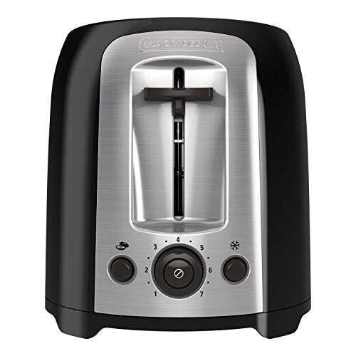 BLACK+DECKER 2-Slice Toaster, TR1278BD, Extra Wide Slots, 7 Shade Settings, 850 Watts, Frozen and Bagel Buttons