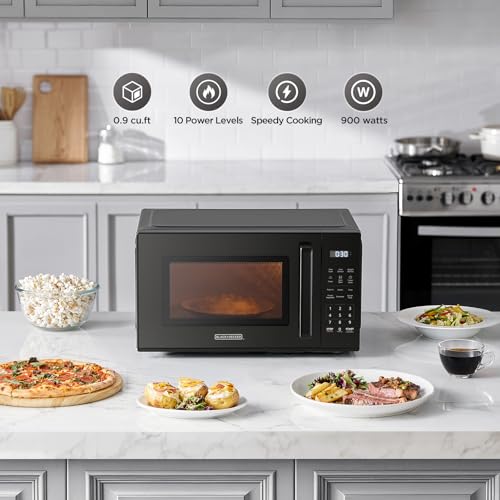 BLACK+DECKER Countertop Microwave Oven, 0.9 Cu.Ft,900W,Child Safety,Black