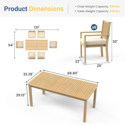 Wisteria Lane 7-Pieces Acacia Outdoor Patio Dining Table and Chairs for 6