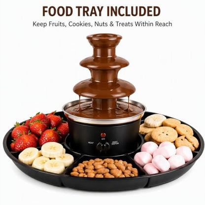 Chocolate Fountain Machine,120V Electric 3-Tiers Chocolate Melting Machine,1 lb Digital Chocolate Heating Fondue Fountain Machine for Weddings,Birthdays,Graduation Parties (Black 3 Tiers)