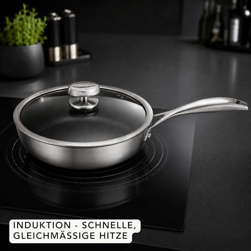 Scanpan CS+ 3 QT Nonstick Saute Pan – Compatible with All Cooktops, Induction Ready, Metal Utensil Safe, Oven Safe to 500°F, Dishwasher Safe