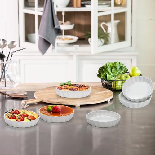 Foraineam Set of 8 Pieces Porcelain Shallow Ramekins, 5 Ounce Creme Brulee Ramekin Dishes Round Baking Ramekins Set