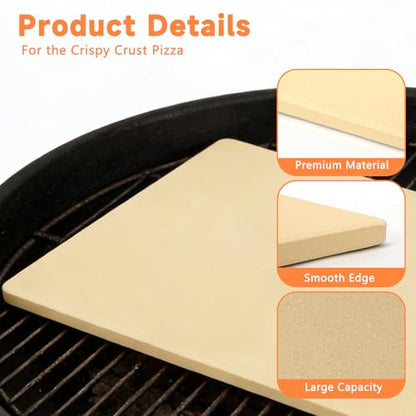 Tcatec Pizza Stone for Grill, 23.6''x15.7'' Extra Large Pizza Stone for Oven BBQ, Heavy Duty Rectangle Baking Stone for Bread