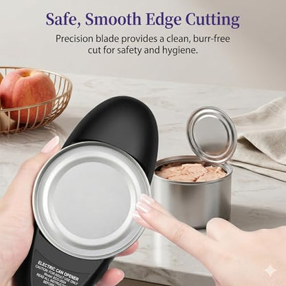 yakbins Electric Can Opener, One-Touch Automatic Handheld Can Opener with Smooth Edge, Kitchen Gadget for Seniors with Arthritis,Black