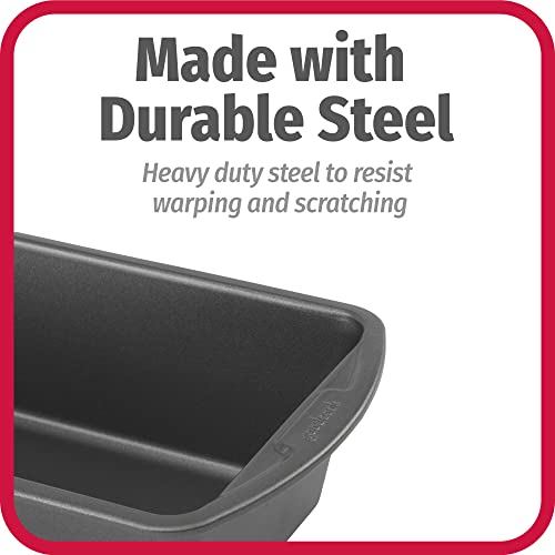 GoodCook Nonstick Loaf Pan Extra-Large Heavy-Duty Steel Bakeware with Easy-Clean Non-Stick Coating, Oven & Dishwasher Safe Pan for Meatloaf Breads Cakes Lasagnas Casseroles & More, 13 x 5-Inch, Gray