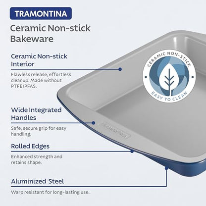 Tramontina Rise 6-Piece Ceramic Baking Pans Set, Non stick Essential Bakeware for Cookies, Loafs, Cakes, Brownies and Muffins