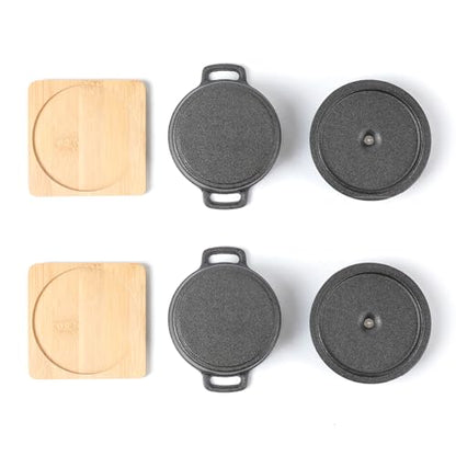 HAWOK Cast Iron Sauce pan with Lid 270ml/9.13oz/1.08cups Mini Dutch Oven Black Set of 2