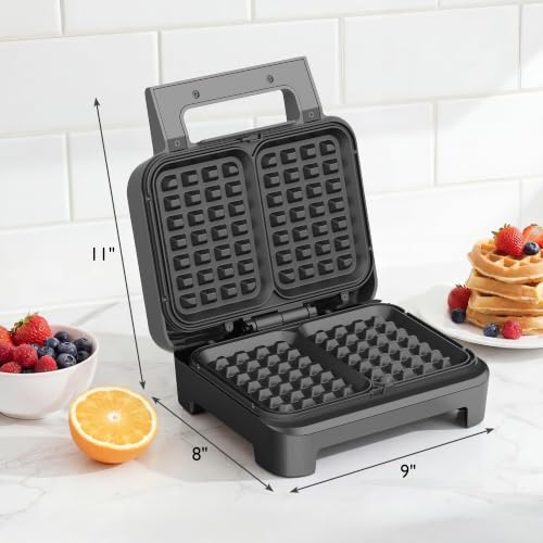 Sunvivi 2 Slices Waffle Iron - 5 Min Heat Up,Nonstick Belgian Waffle Maker
