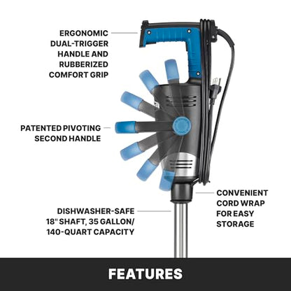 Waring Commercial EvolutionX Immersion Blender, 1.5 Horsepower Motor, 18" Stainless Steel Shaft, Variable Speed, 35-Gallon Capacity, for Professional Hand Blender for Kitchens & Catering, WSB650X