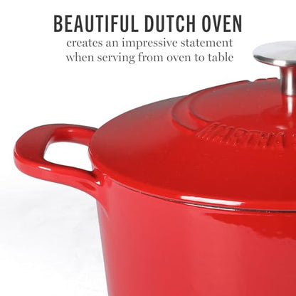 Martha Stewart Gatwick 4 Quart Enamel Cast Iron Dutch Oven - Red