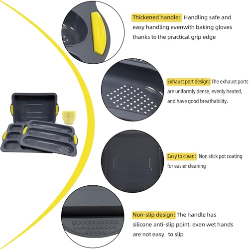 atrccs Silicone Bread Loaf Pan Set, Nonstick Loaf Pan & Heat Resistant Baguette Bread Pan, Bread Mold for Baking, French Bread Baking Pan, Bread Pans for Homemade Bread, Sub Loaf Pans for Baking Bread