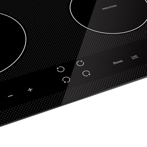 Empava 24” Electric Stove Induction Cooktop with 4 Power Boost Burners Smooth Surface Vitro Ceramic Glass in Black, 24 Inch