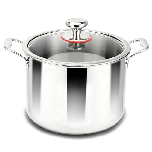 Ptaciow Titanium Stock Pot,8Quart Stock Pot with Lid,Lightweight and Healthy Soup Pot,Induction All Stovetops,Large Capacity Titanium Cooking Pot for Soup,Pasta,Boiling,Stewing