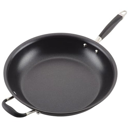 Anolon Advanced Home Hard Anodized Nonstick Frying Pan, 14.5 Inch – Large Skillet with Helper Handle, 14 Inch Nonstick Frying Pan, Durable Cookware - Onyx