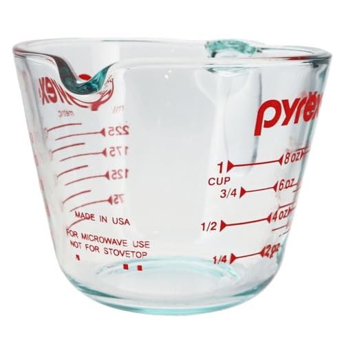 Pyrex Prepware 1 Cup Measuring Cup, Clear w/ Red Measurements (6001074)