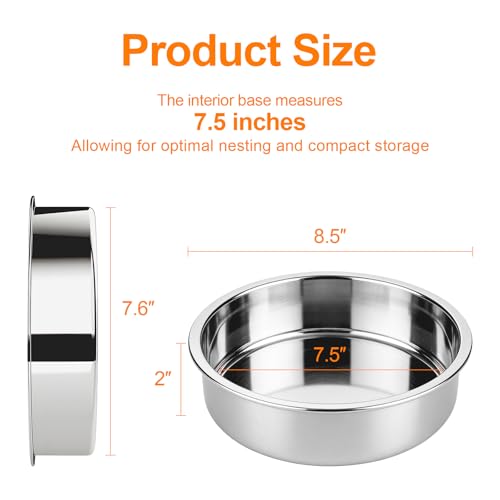 tifanso Set of 3 Stainless Steel Cake Pans - 8 Inch Round Layer Cake Baking Pan Molds, Stackable Even Heating Baking Set, Dishwasher Safe Bakeware Tins for Home Bakers, Birthday Party Wedding