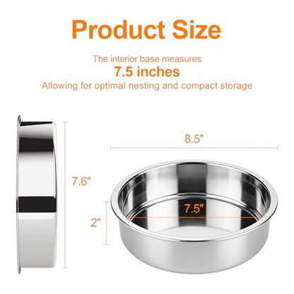 tifanso Set of 3 Stainless Steel Cake Pans - 8 Inch Round Layer Cake Baking Pan Molds, Stackable Even Heating Baking Set, Dishwasher Safe Bakeware Tins for Home Bakers, Birthday Party Wedding