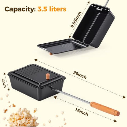 Horonaxo Campfire Popcorn Popper, Long Handle Camp Fire Popcorn Maker