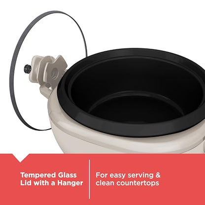 BLACK+DECKER 6-Cup Cooked (3 Cups Uncooked) Rice Cooker, Steaming Basket, Removable Nonstick Bowl, One-Touch Operation, Baked Stone