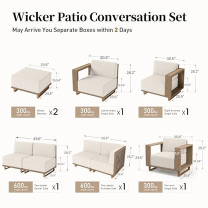 SUNSHINE VALLEY 9 Pieces Patio Sectional Furniture Set, L Shaped