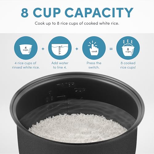 AROMA® CoreCoat™ Digital Rice Cooker & Steamer for Brown Rice with Nonstick Ceramic Coating (8 Cups Cooked, 4 Cups Uncooked)