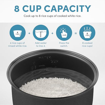 AROMA® CoreCoat™ Digital Rice Cooker & Steamer for Brown Rice with Nonstick Ceramic Coating (8 Cups Cooked, 4 Cups Uncooked)