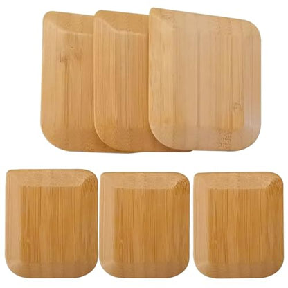 Bamboo Pan Scraper Tool (Pack of 6), Size 2.8" x 2.4" Eco-Friendly Pot Scraper,Clean Pans, Dishes, Bowls, and Plates, Removes Food Effectively Without Scratching