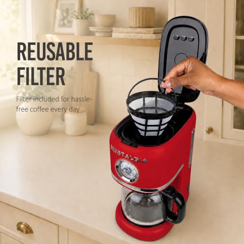 Nostalgia Classic Retro 10 Cup Coffee Maker, Red