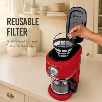 Nostalgia Classic Retro 10 Cup Coffee Maker, Red