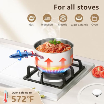 SAKAMOSH 3 Quart Tri-ply Stainless Steel Saucepan with Glass Lid, Induction Sauce Pan Compatible with All Cooktops, Non-Toxic Sauce Pot with Stay Cool Handle, Oven & Dishwasher Safe