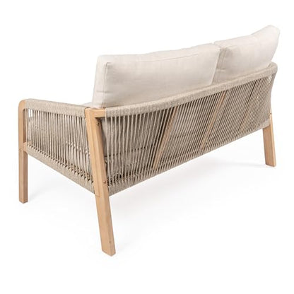 JONATHAN Y Arwen Bohemian 49" Acacia Outdoor Loveseat, Beige/Light Teak