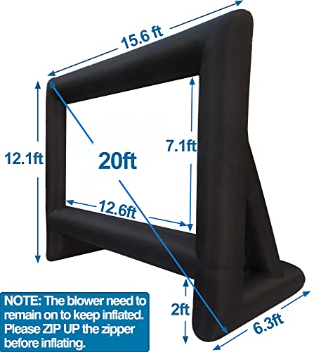 XHYCPY 20ft Inflatable Projector Screen for Outside Inflatable Movie Screen Outdoor with Air Blower Storage Bag, Easy Set Up Blow Up Screen for Backyard Movie Night, Theme Parties, Celebrations