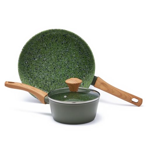 2-Piece Nonstick Cookware Set: 10.25" Egg Pan & 1.4QT Saucepan | 100% Non-Toxic (PFAS/PFOA Free), Dishwasher Safe | The Ultimate Space-Saver for Studio, Dorm & First Apartment