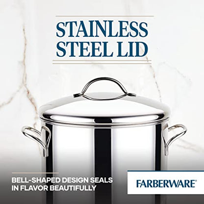 Farberware Classic Series Stainless Steel Induction 12 Quart Stock Pot with Lid, Silver