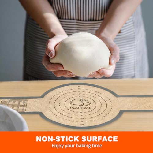 PLAPITATE Silicone Bread Sling for Dutch Oven Liners, Non Stick 2 PCS, Easy Clean Reusable Silicone Bread Baking Mat with Long Handles, Easy to Transfer Sourdough Bread, Round