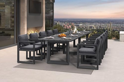 PURPLE LEAF 11-Piece Outdoor Dining Set Aluminum Oversize Patio Furniture Table and Chairs Set with All Weather Thick Cushion Rectangular Patio Dining Sets for Large Backyard Garden Poolside, Grey