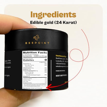 BeePoint 24K Edible Gold Foil Flakes - 30mg Gold Flakes for Cake Decorating, Baking, Cooking, Cupcakes, Chocolates, Drinks - Edible Gold Sheets