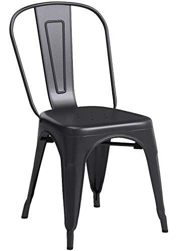 FDW | Metal Dining Chairs | Set of 4, Black | 330lbs Load